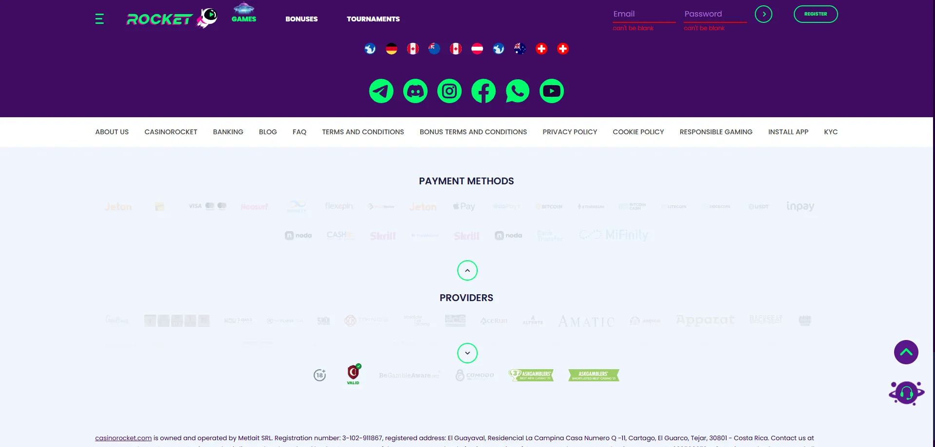 Casino Rocket deposit and withdrawal methods — fast crypto and fiat banking options